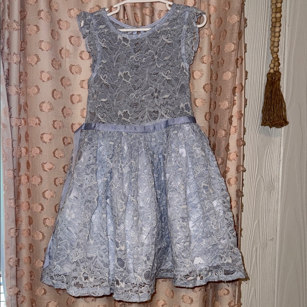 Zunie Lace Kids Dress in Gray and Silver